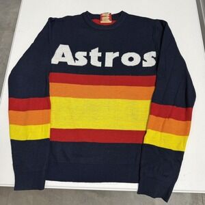 Cooperstown Collection Houston Astros Sweater Mens S Navy Excellent Retro Stripe
